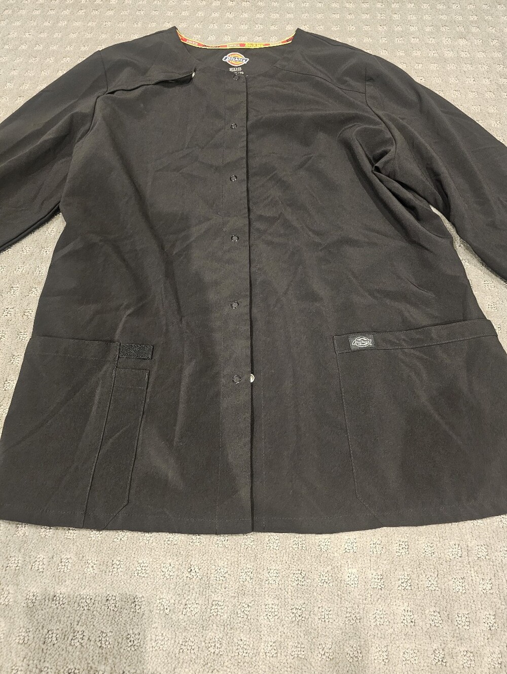 Women's Dickies EDS Black Snap Button Medical Scrub Jacket XL. - Picture 2 of 5